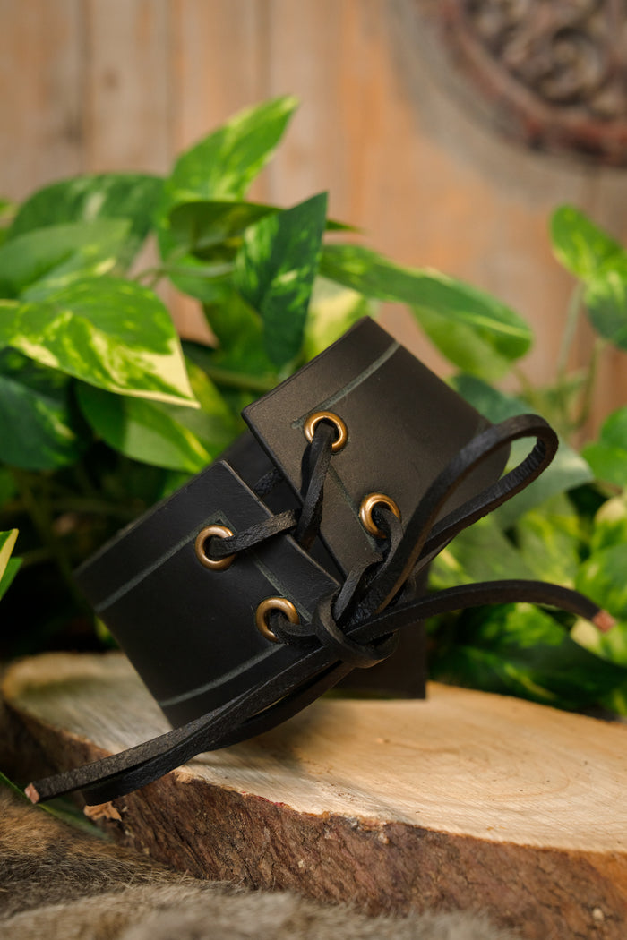 Leren tiara Estel, zwart