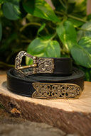 Ceinture de Birka, noire, en laiton, 165 cm