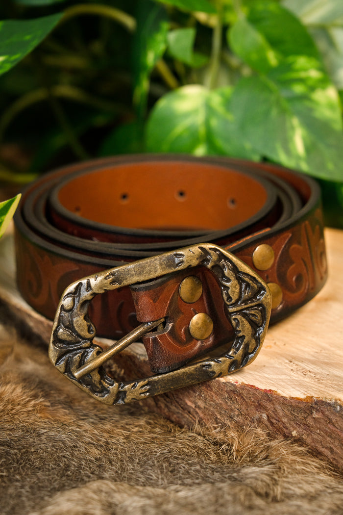 Ceinture en cuir Siofra, 130 cm, marron