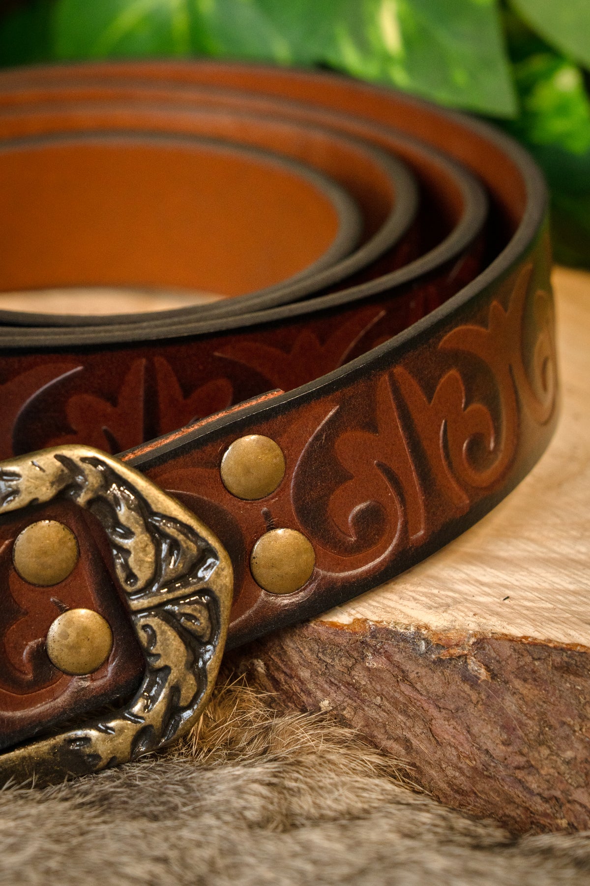 Leather belt Siofra, 130 cm, brown