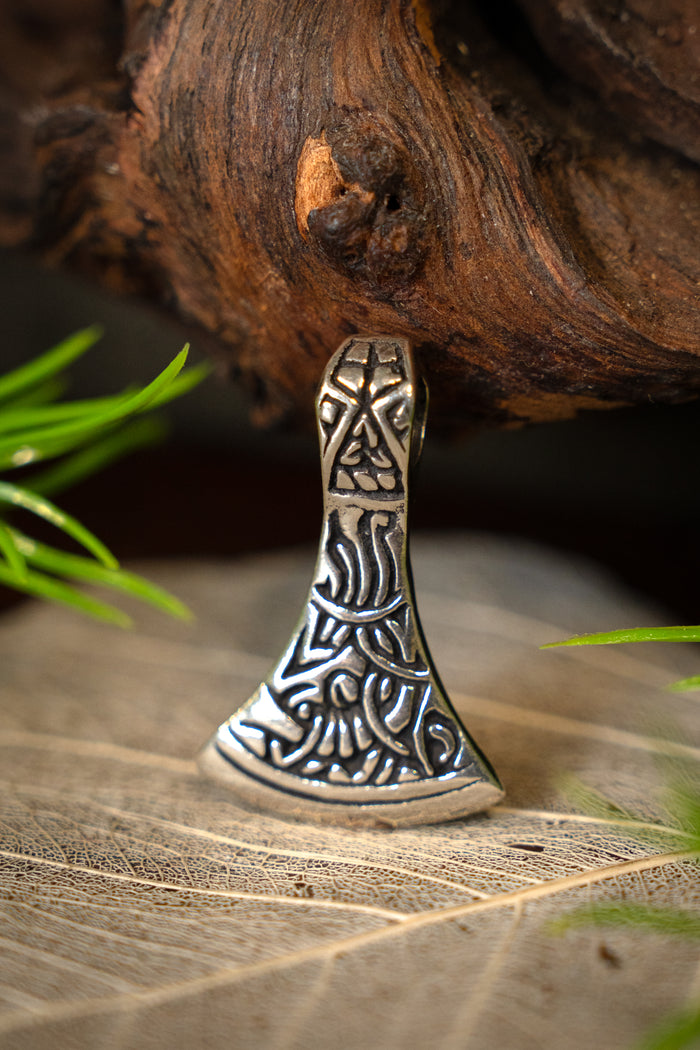 Germanic axe pendant, sterling silver