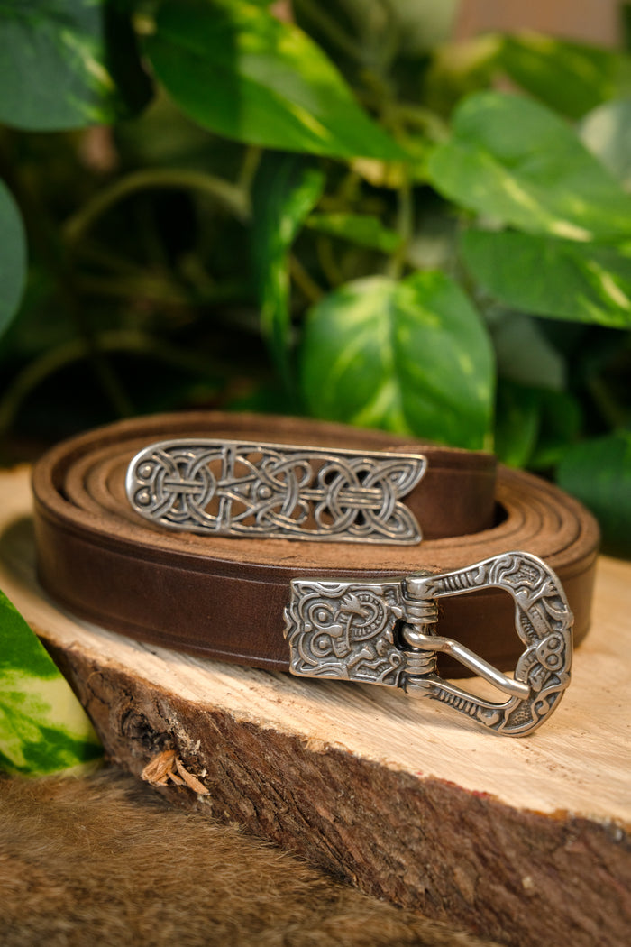 Birka-bælte, forsølvet, 165 cm, brun