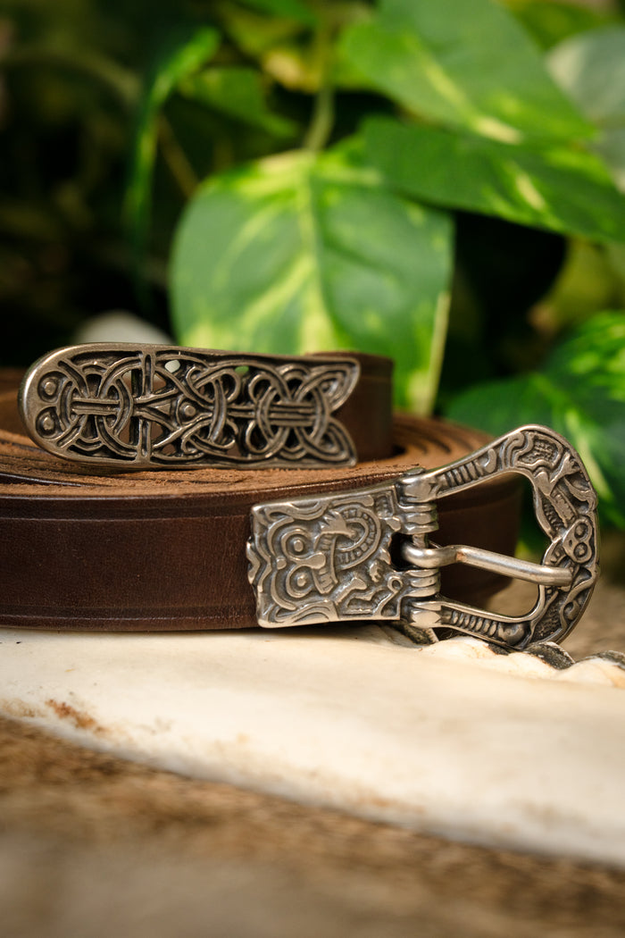 Ceinture de Birka, argentée, 165 cm, brune