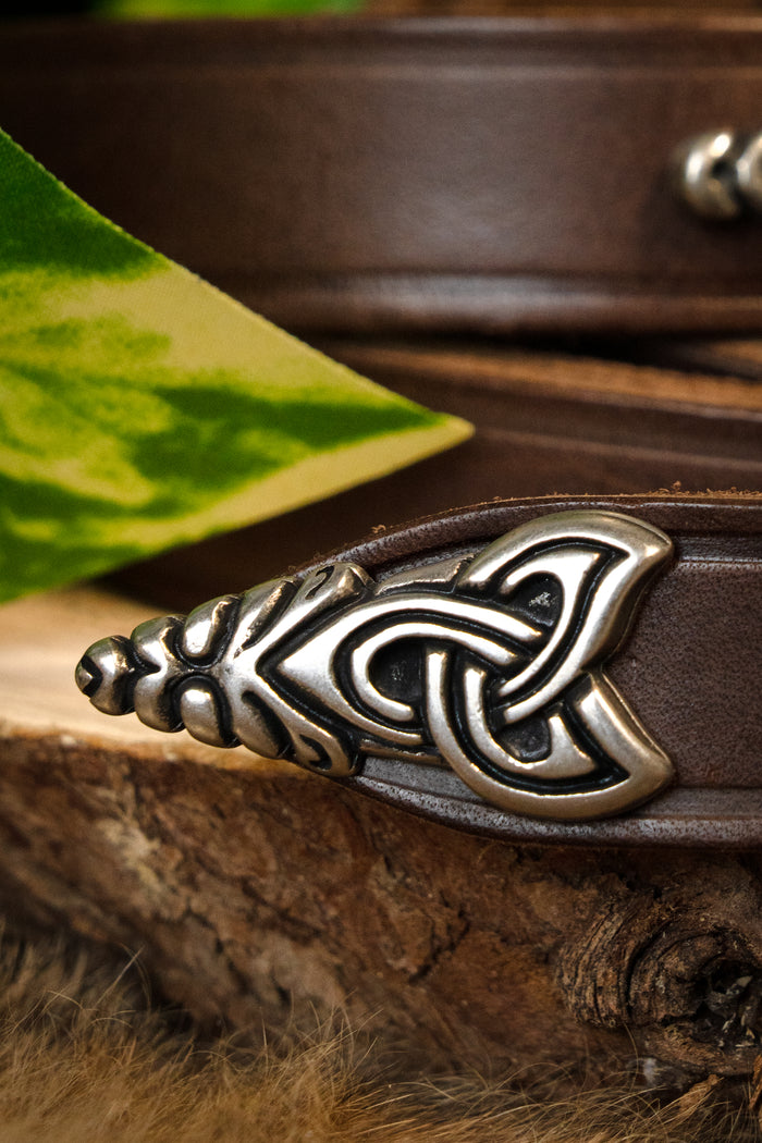 Vikingriem Borre stijl deluxe, verzilverd, 165 cm, bruin