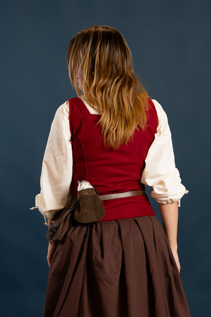 Medieval bodice Ursula, wool blend, burgundy-red