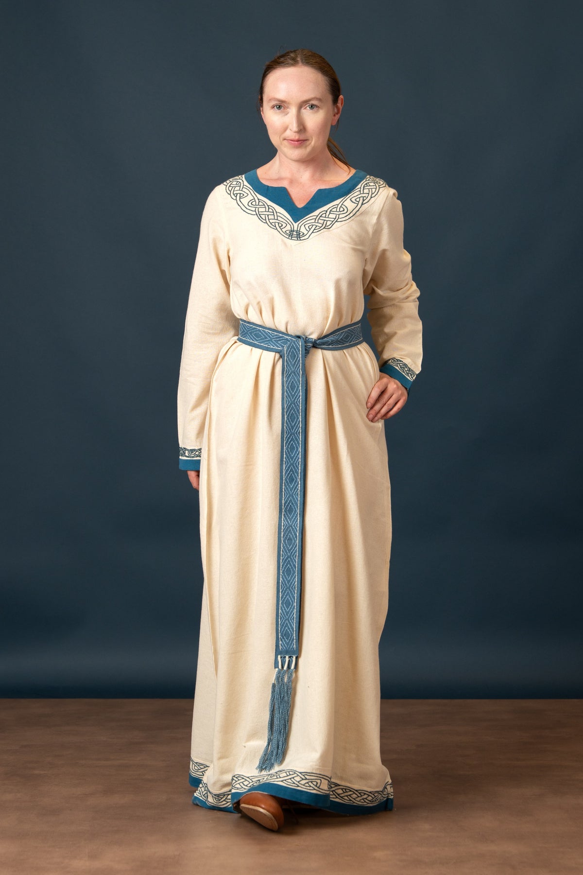 Wikingerkleid Lagertha, natur blau