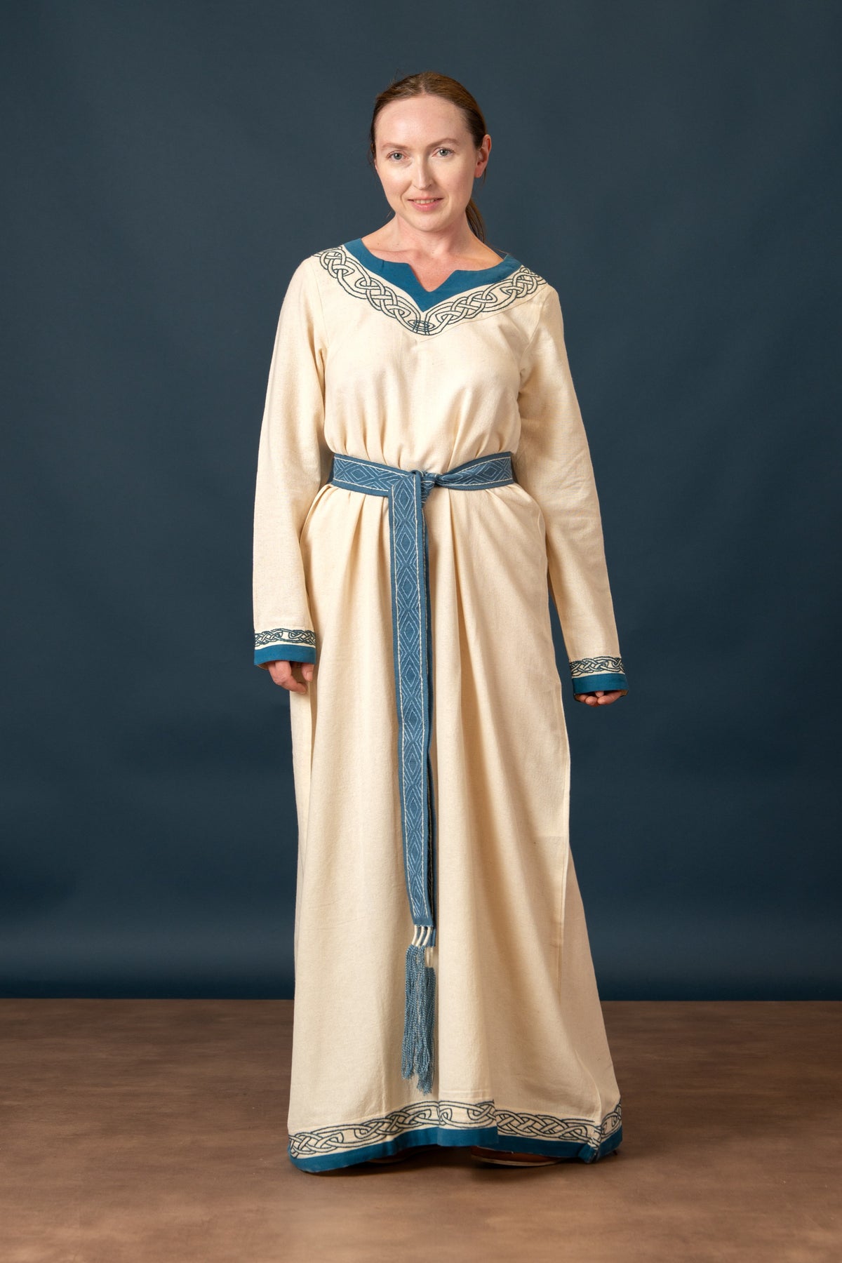 Wikingerkleid Lagertha, natur blau