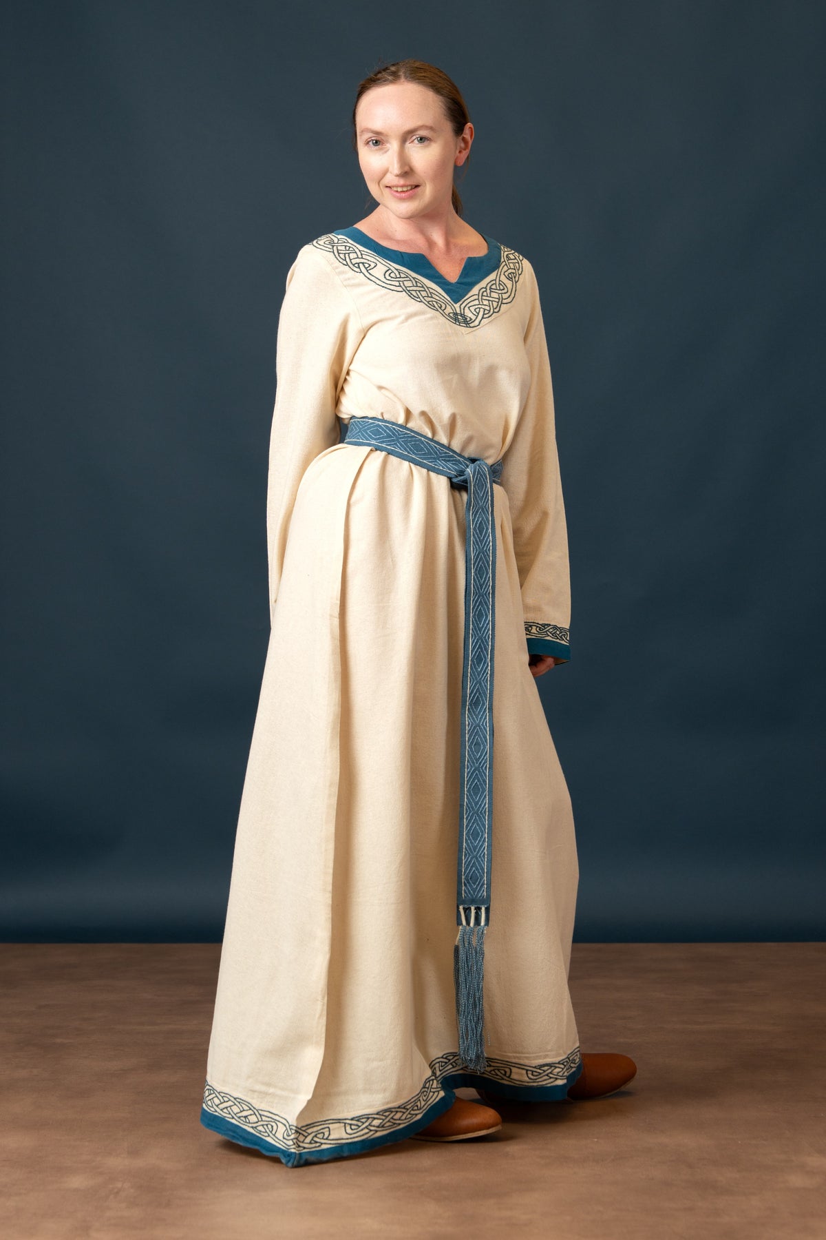Wikingerkleid Lagertha, natur blau