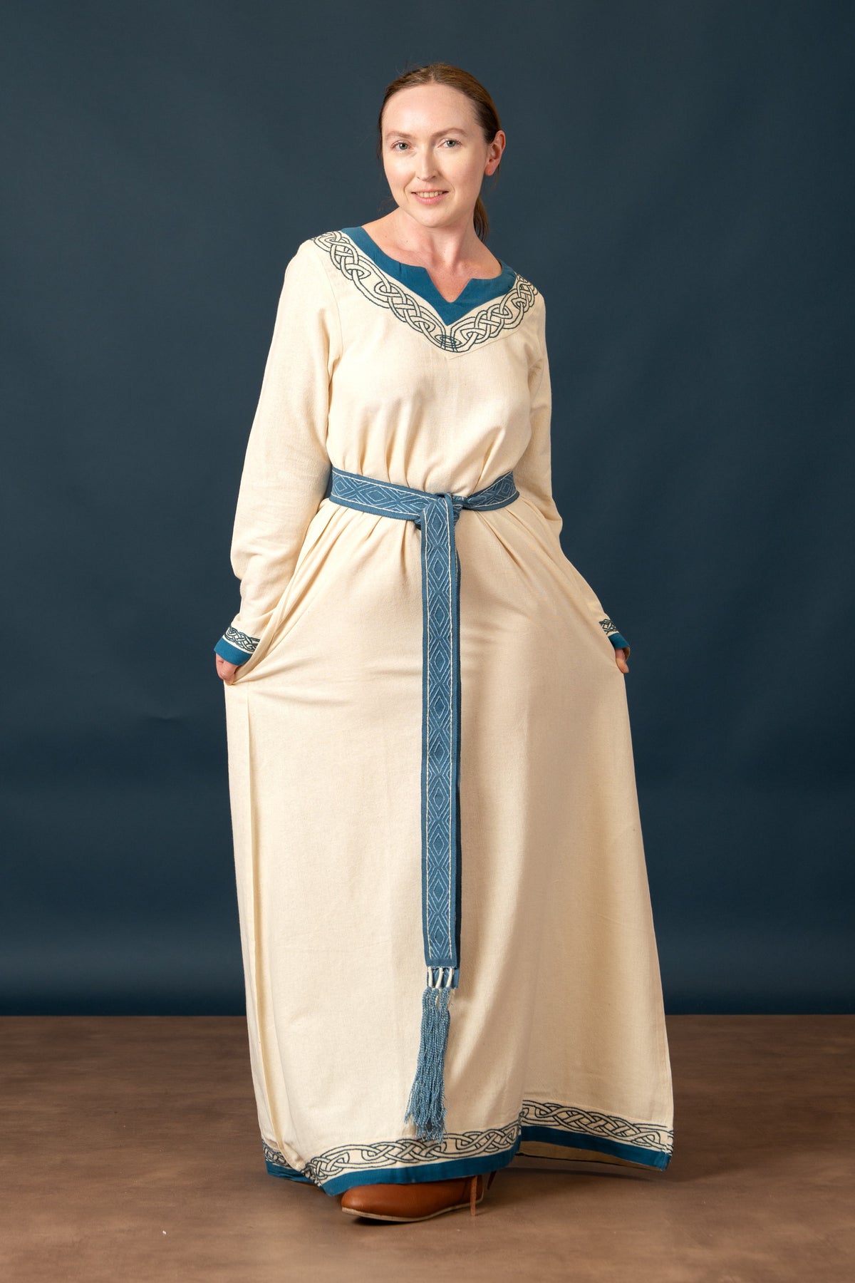 Wikingerkleid Lagertha, natur blau