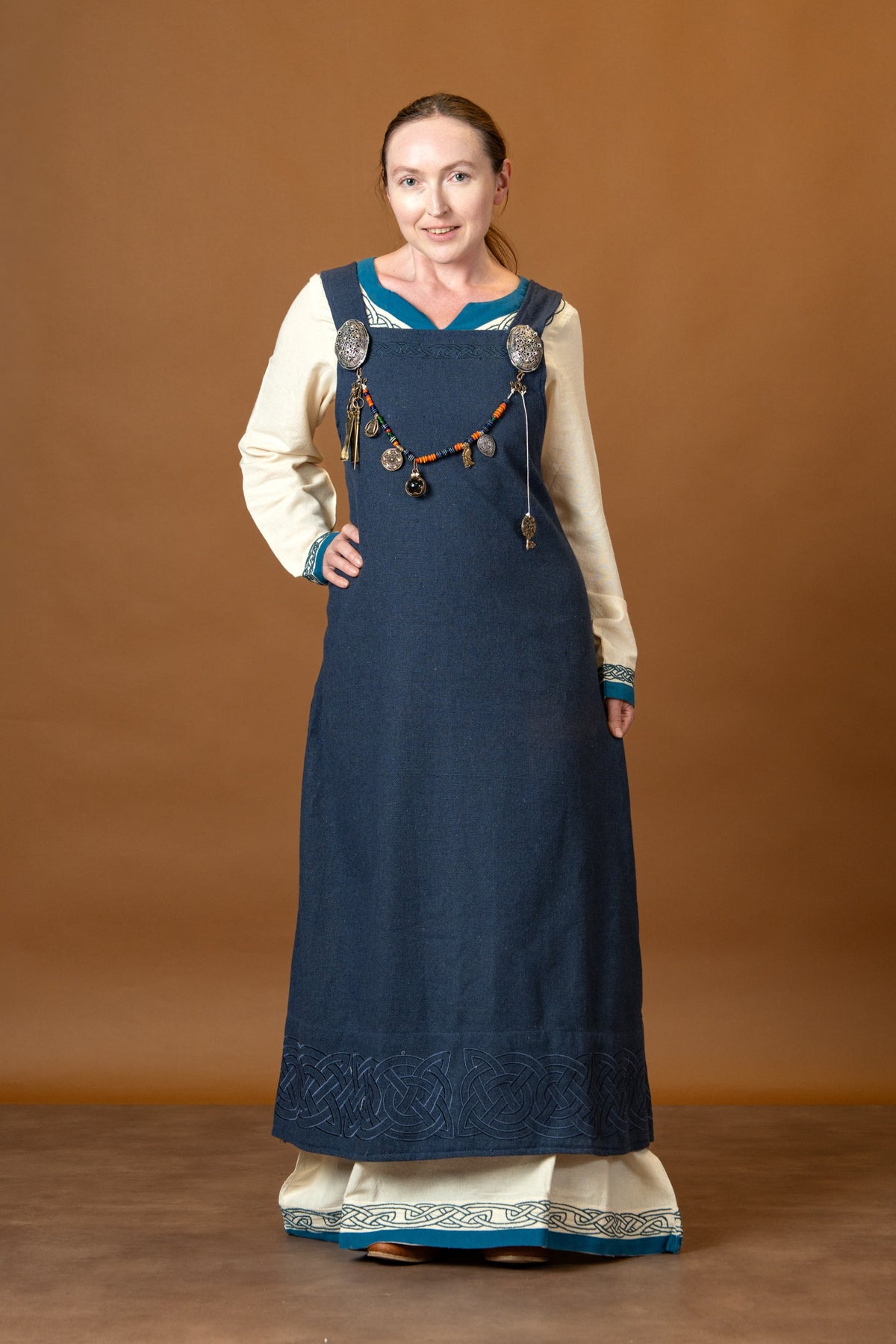 Wikingerkleid Lagertha, natur blau