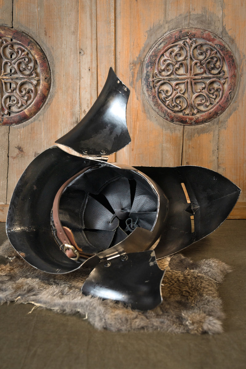 Große Bascinet aus dem 14. Jahrhundert, battle-ready, 1,6 mm