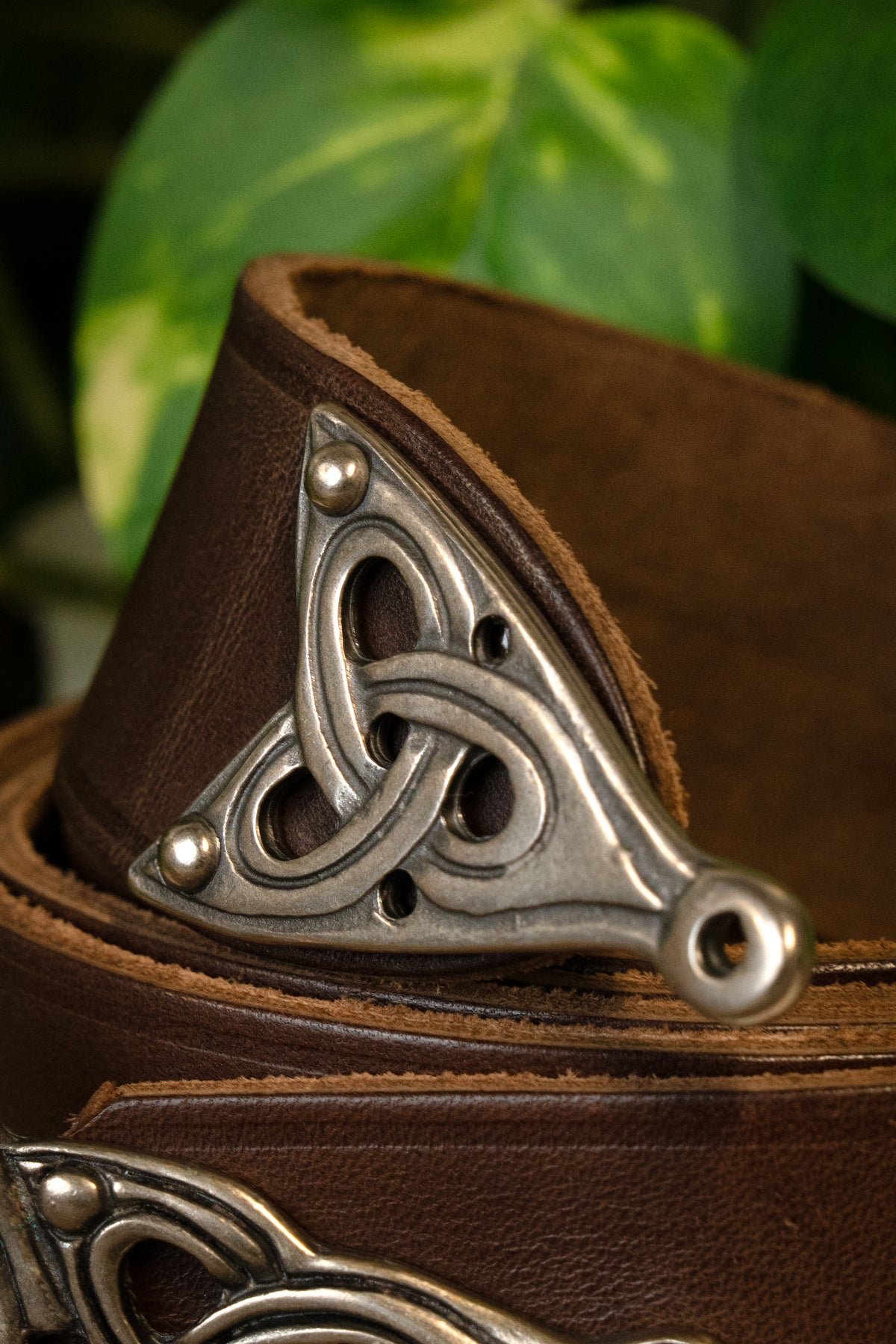 Wikiński pas Borre, posrebrzany, 165 cm, brązowy