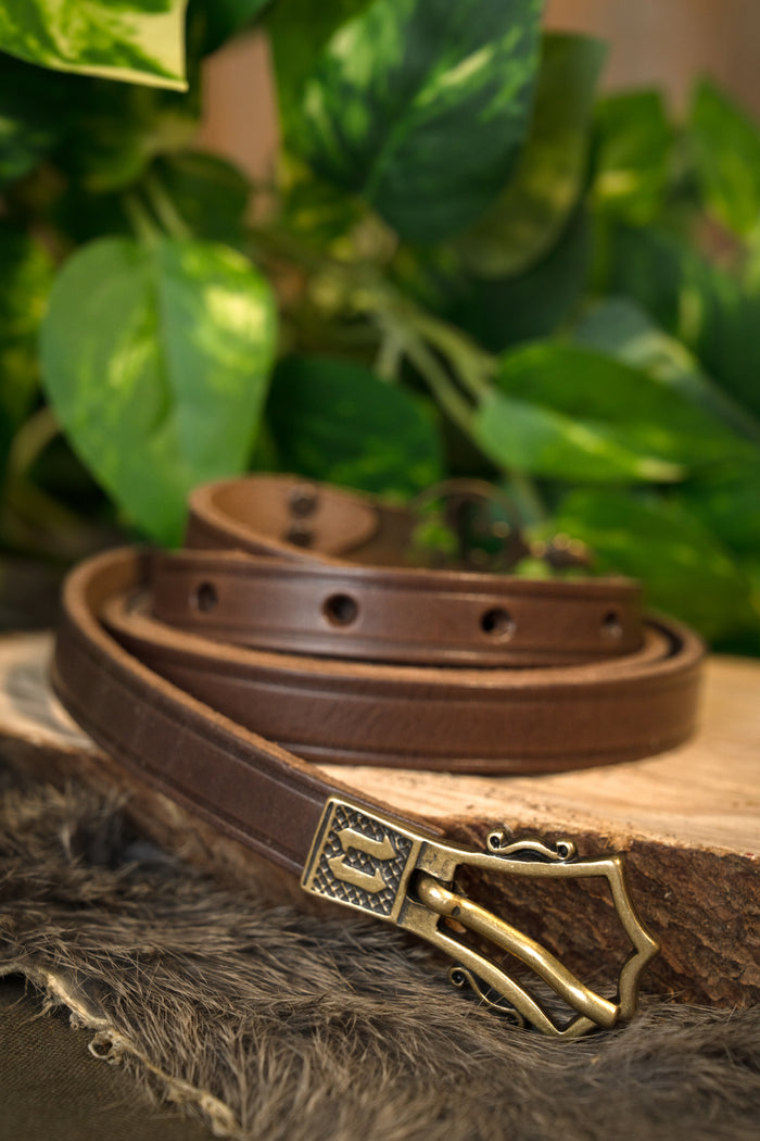 Gothic belt with belt end, 151 cm, brown