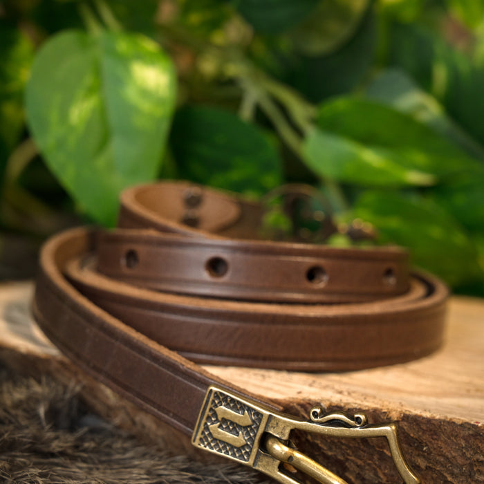Ceinture gothique avec extrémité de ceinture, 151 cm, brune