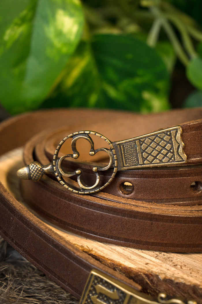 Ceinture gothique avec extrémité de ceinture, 151 cm, brune