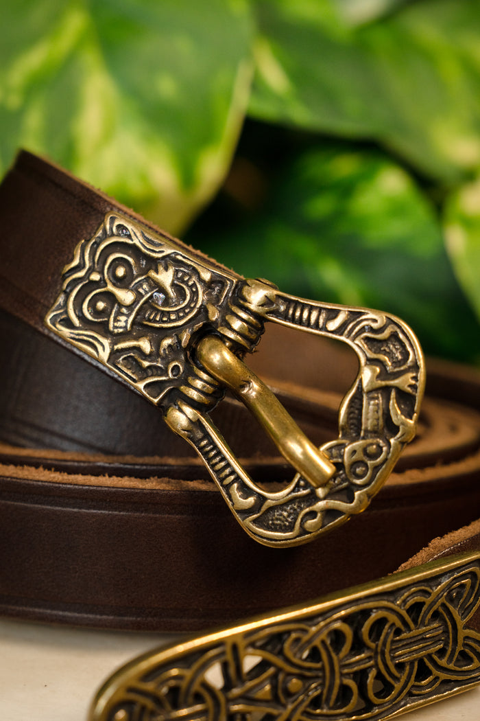 Birka Belt, brass, 165 cm, brown