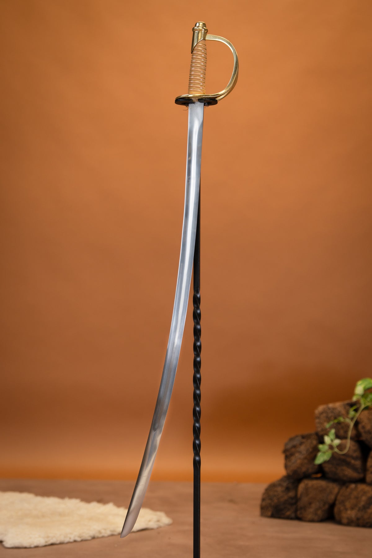 Sable del Ejército Confederado Guerra Civil Americana, semi-afilado