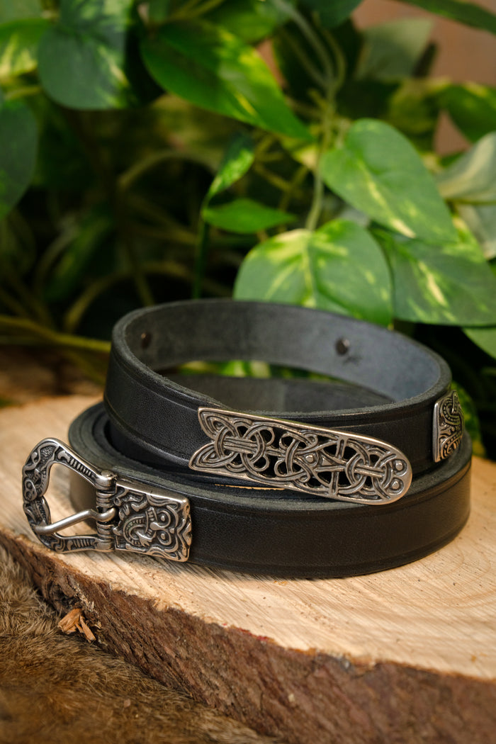 Cinturón Birka deluxe, negro, plateado, 165 cm