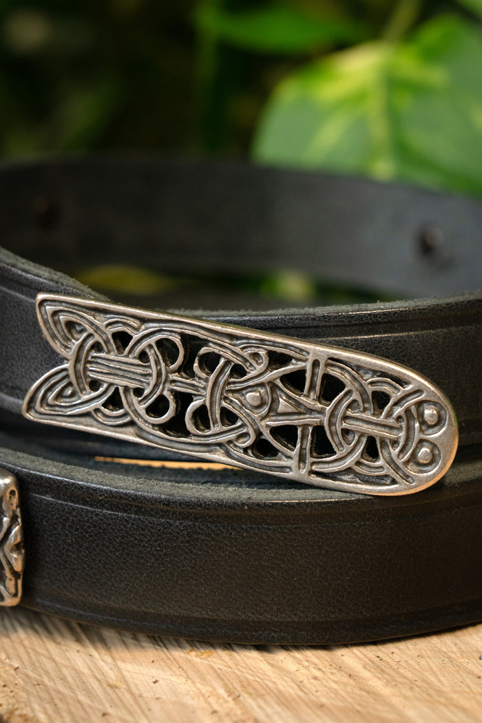 Pas Birka deluxe, czarny, posrebrzany, 165 cm