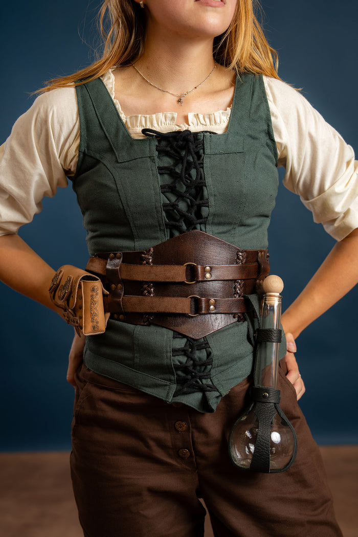 Middeleeuws lijfje Ursula, katoen, groen