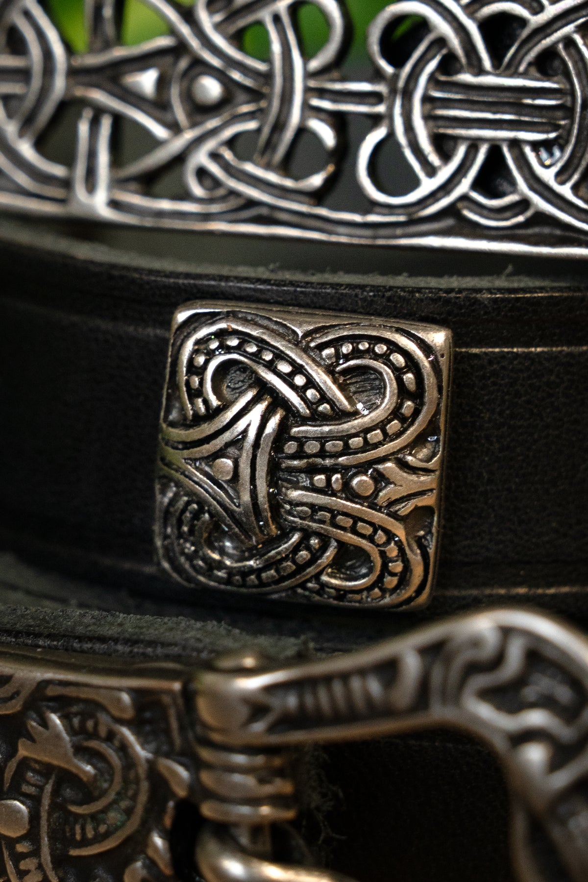 Pas Birka deluxe, czarny, posrebrzany, 165 cm