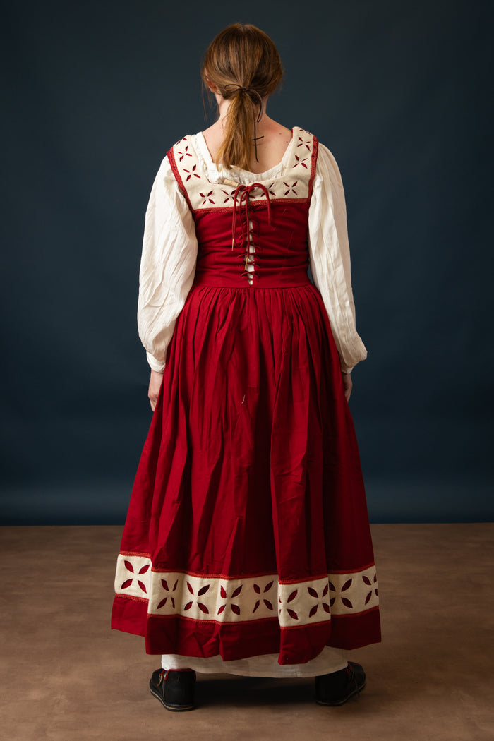 Landsknecht Kampfrau-jurk Hannah, kirtle, wol, rood-wit
