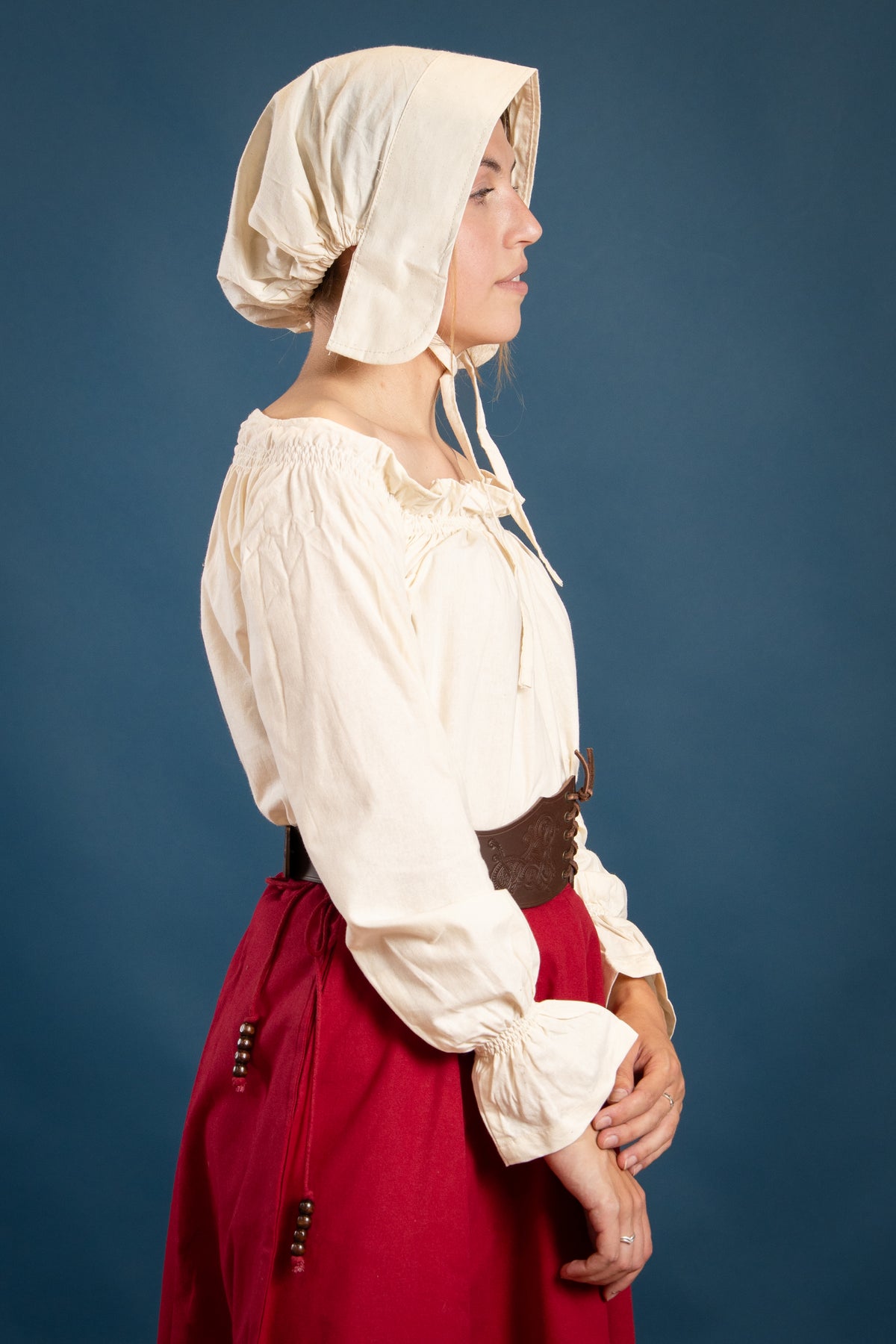 Medieval hood Greta, cream