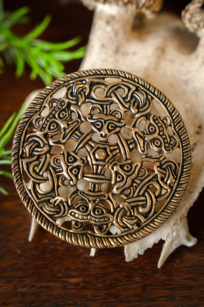 Borre style disc fibula, bronze