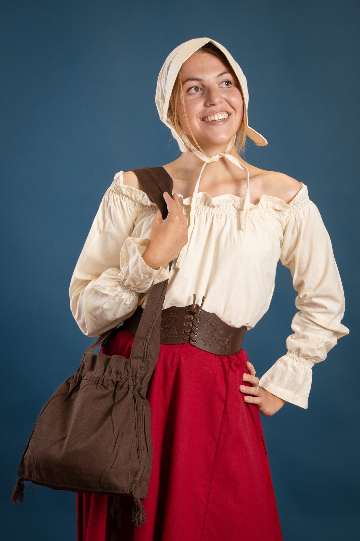 Medieval hood Greta, cream