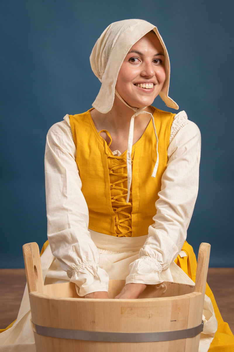 Mittelalterliche Damenhaube Greta, creme