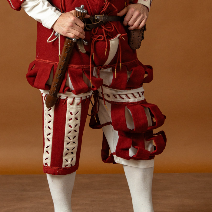 Trousers Landsknecht, wool blend, red and white