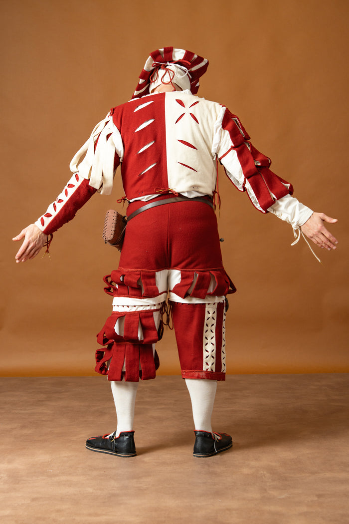 Pantaloni Lanzichenecco, misto lana, rosso e bianco