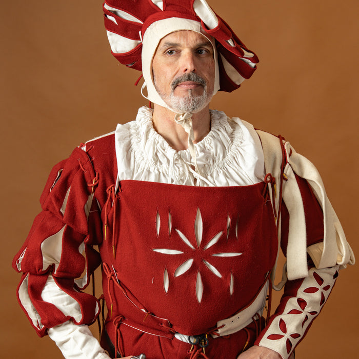 Landsknecht doublet Götz, wool blend, red and white