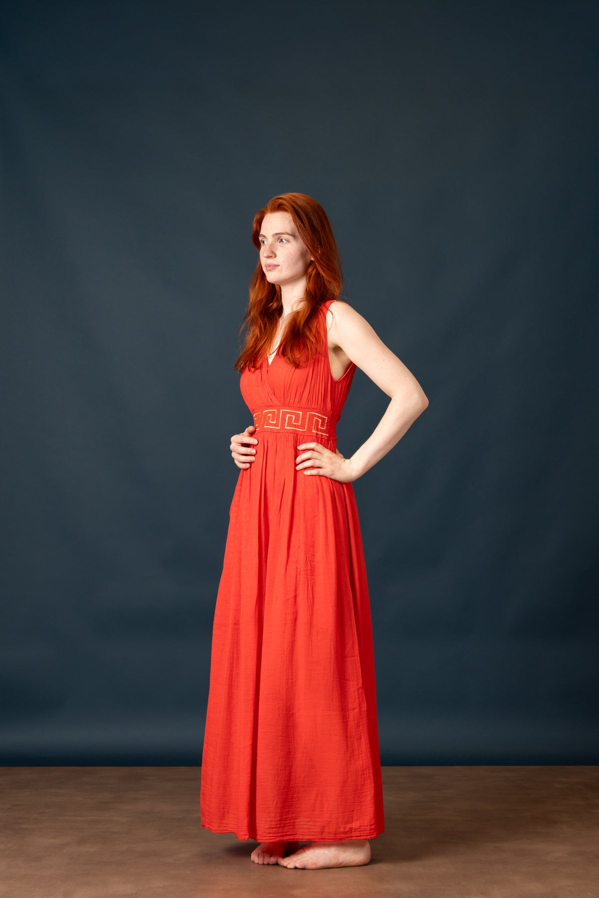 Goddess dress Penelope, coral red
