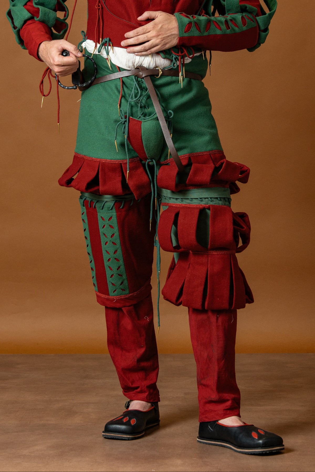 Landsknecht doublet Götz, wolmix, groen en rood