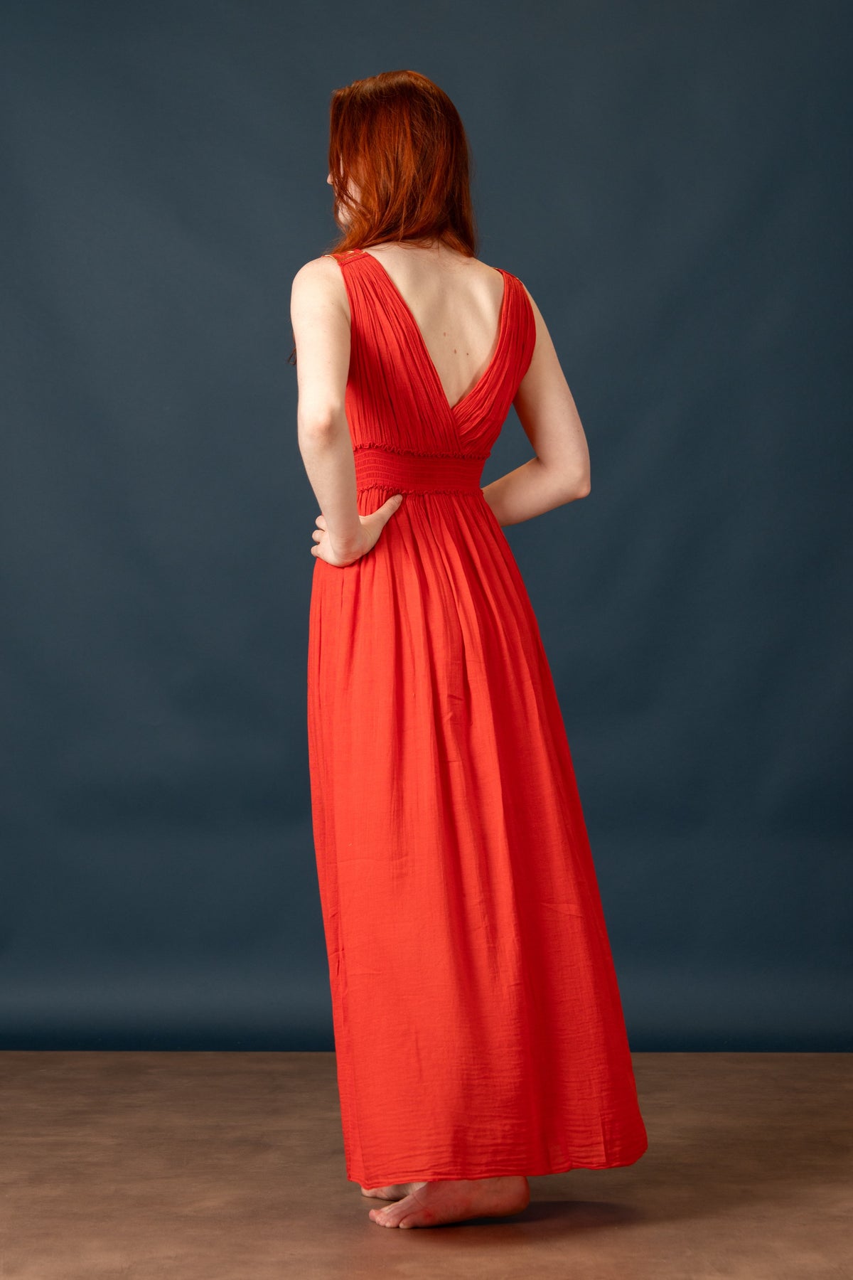 Goddess dress Penelope, coral red