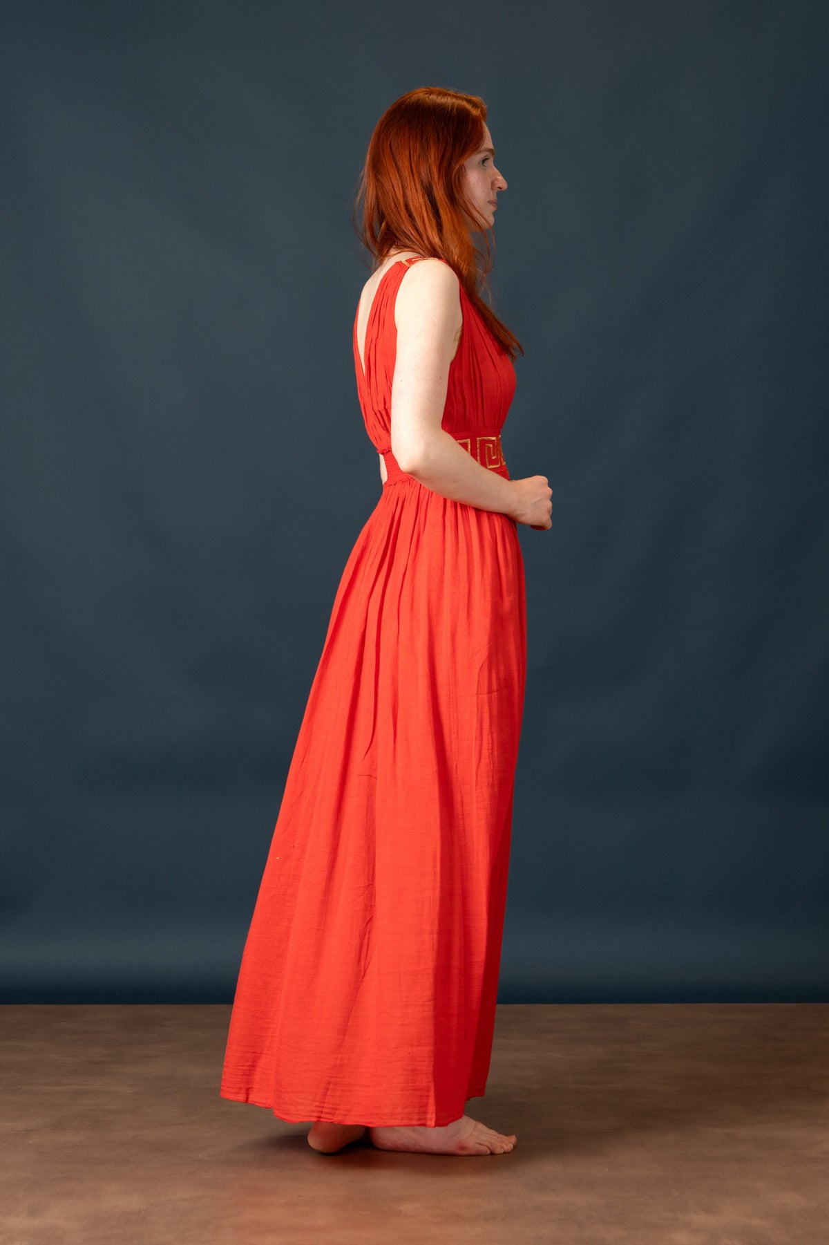 Goddess dress Penelope, coral red
