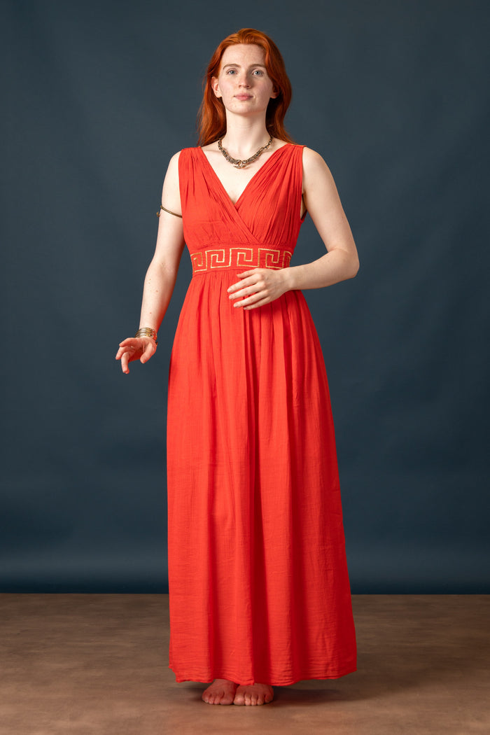 Goddess dress Penelope, coral red