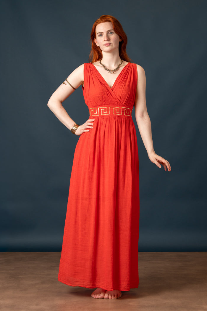 Goddess dress Penelope, coral red
