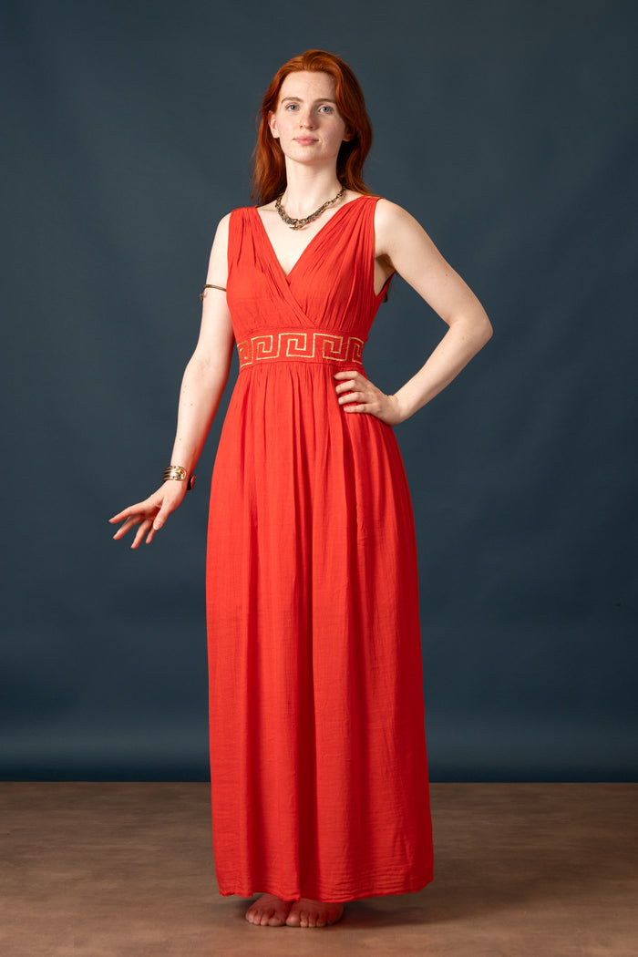 Goddess dress Penelope, coral red