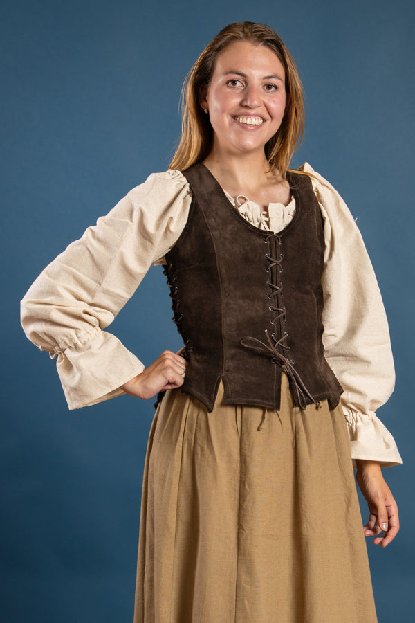 Cathy ladies doublet, suede, brown
