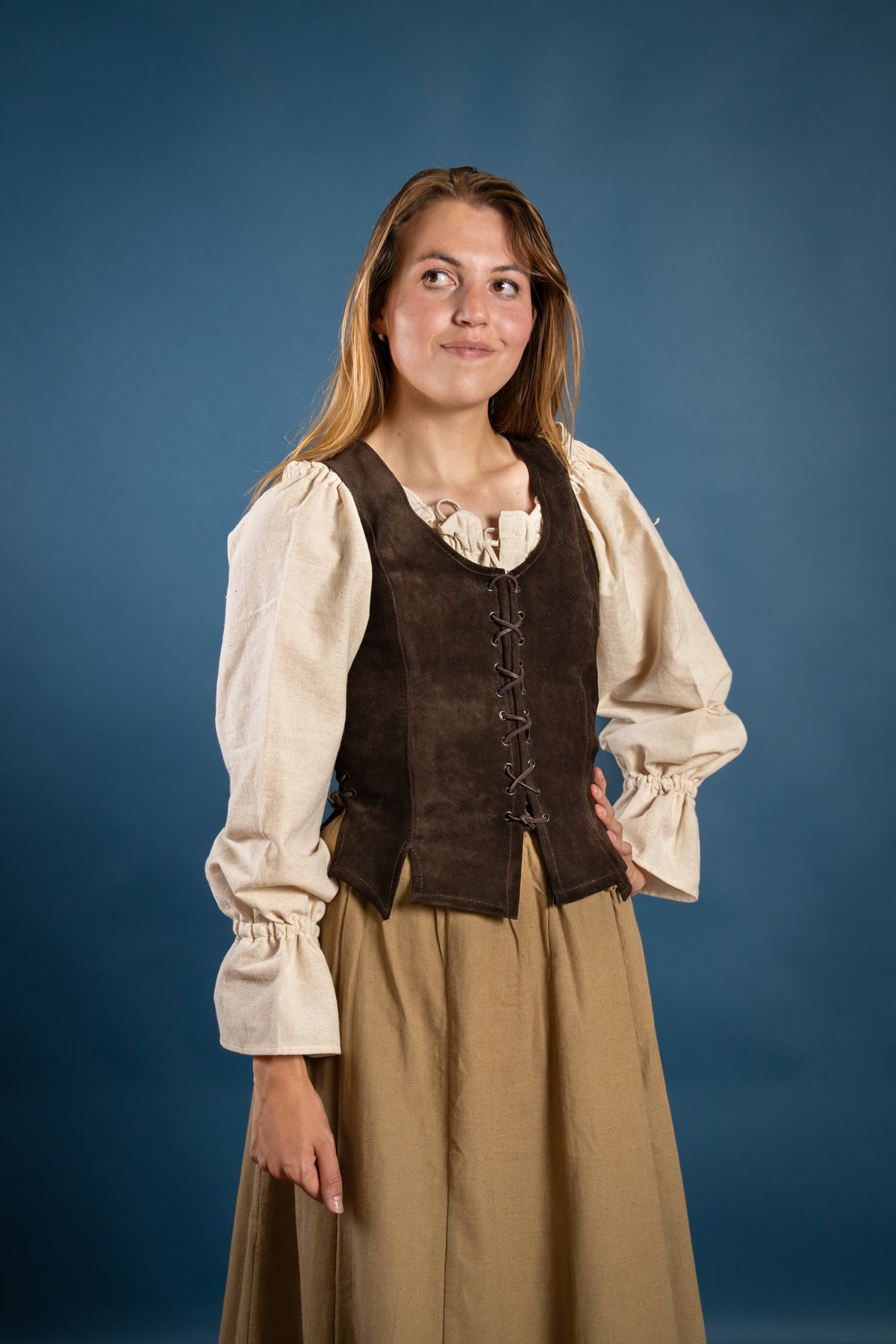 Cathy dames doublet, suède, bruin