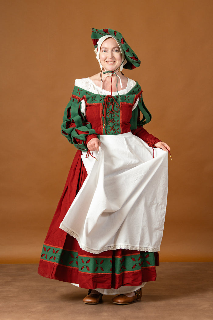 Apron with lace, white