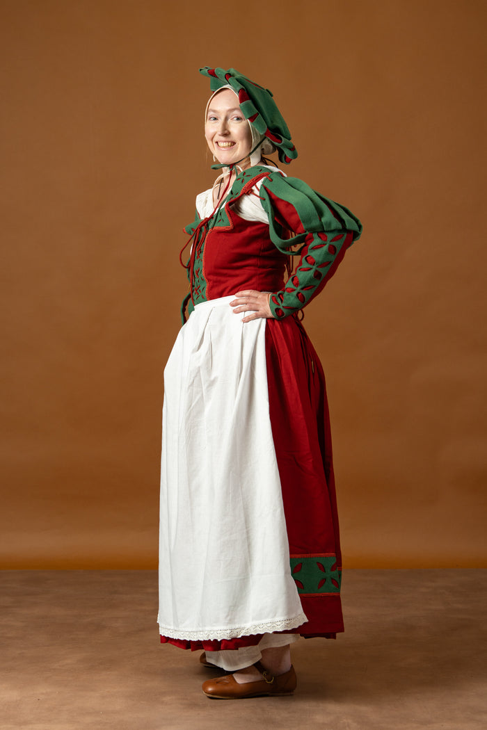 Apron with lace, white