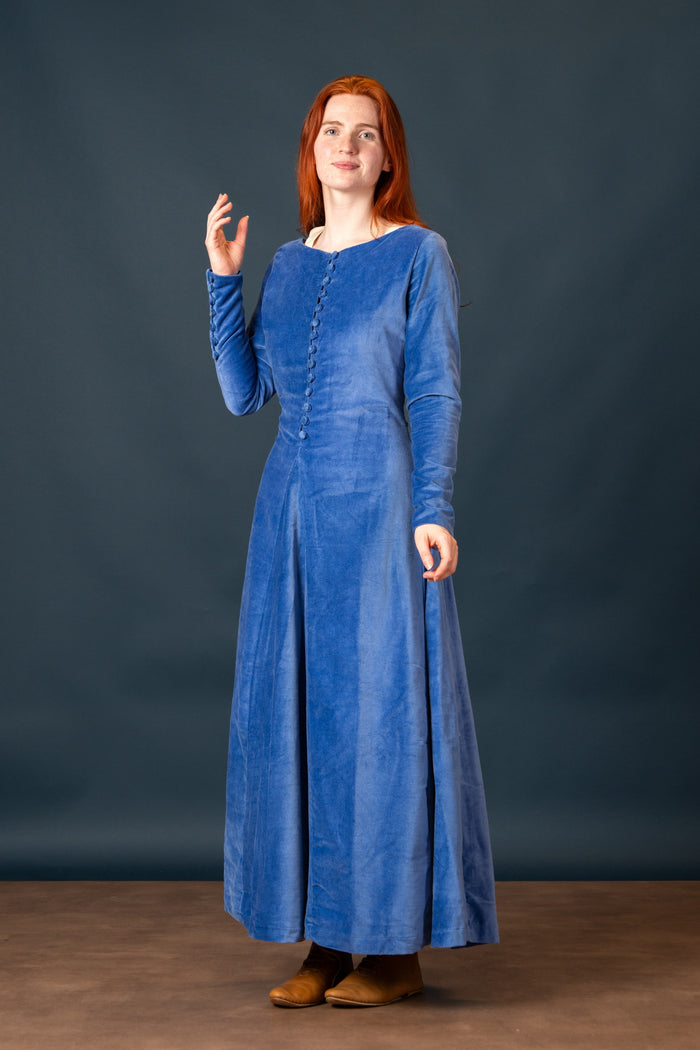 Cotehardie Colette, fluweel, blauw