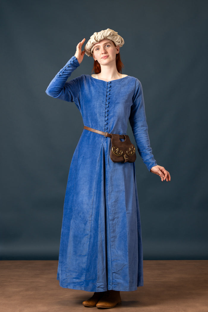 Cotehardie Colette, fluweel, blauw