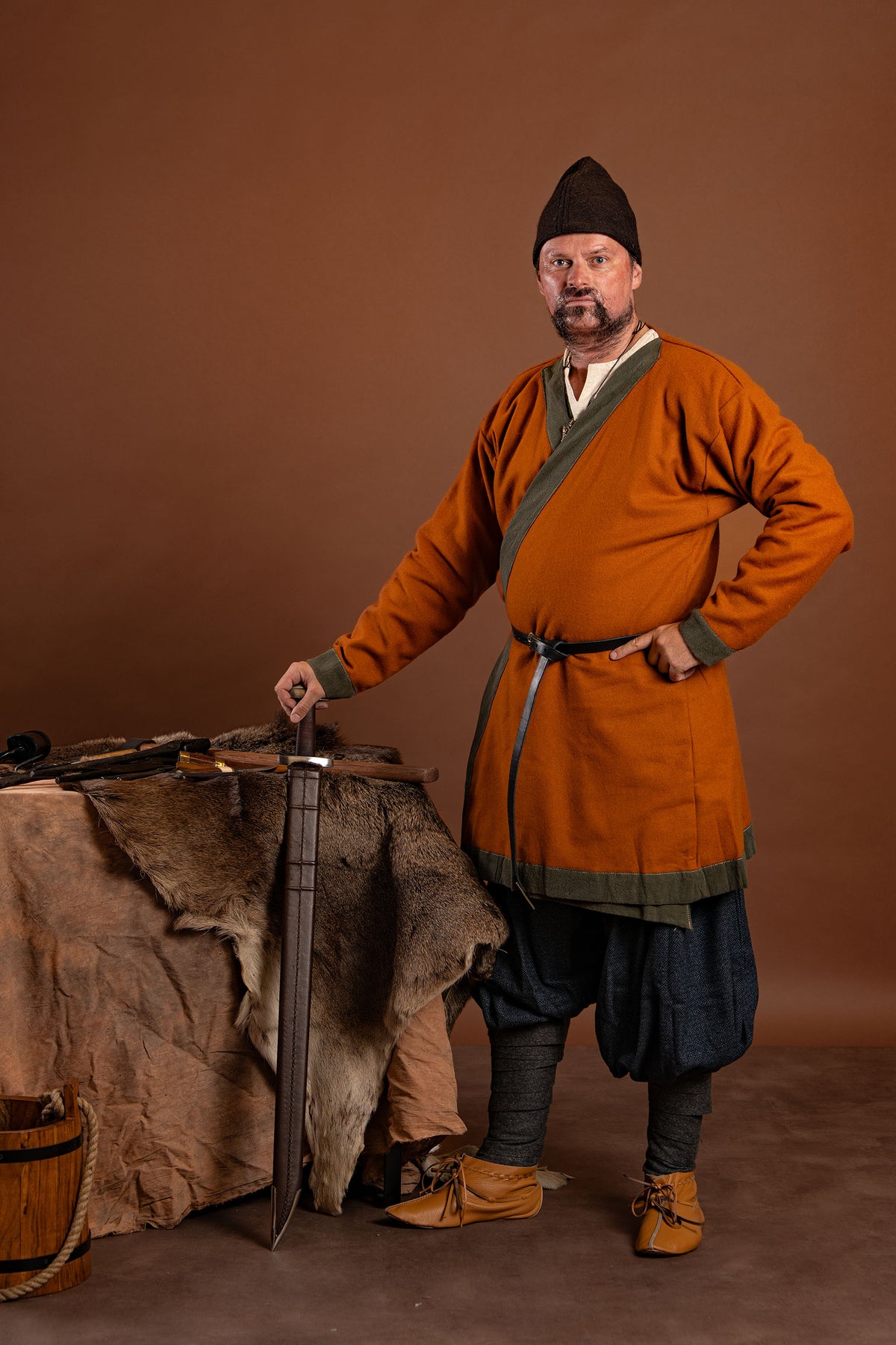 Vikingbroek Oseberg, wolmix, blauw