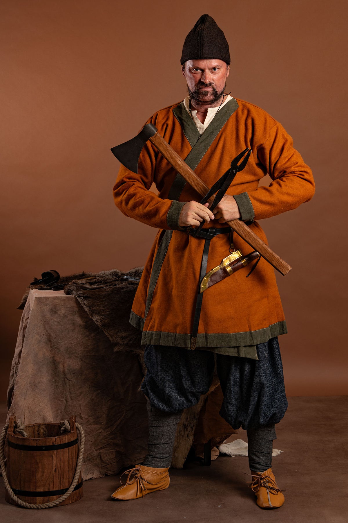 Vikingbroek Oseberg, wolmix, blauw