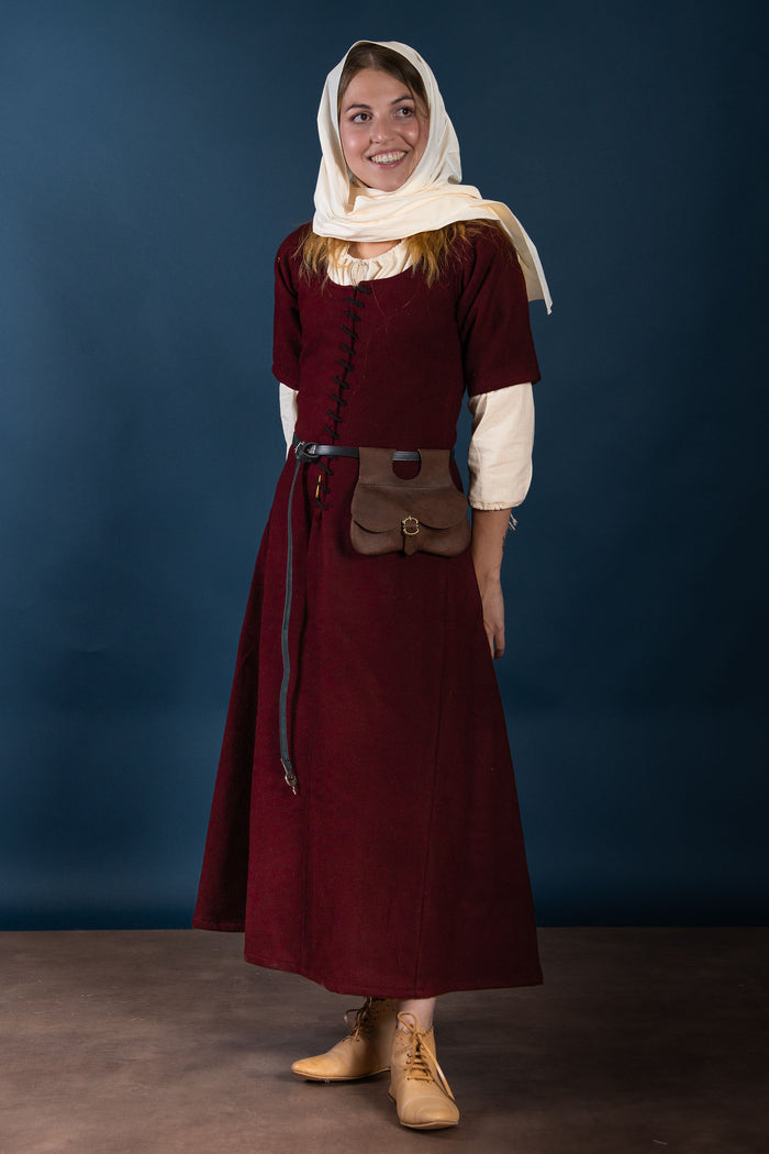 Cottehardie du 15ème siècle, laine, rouge