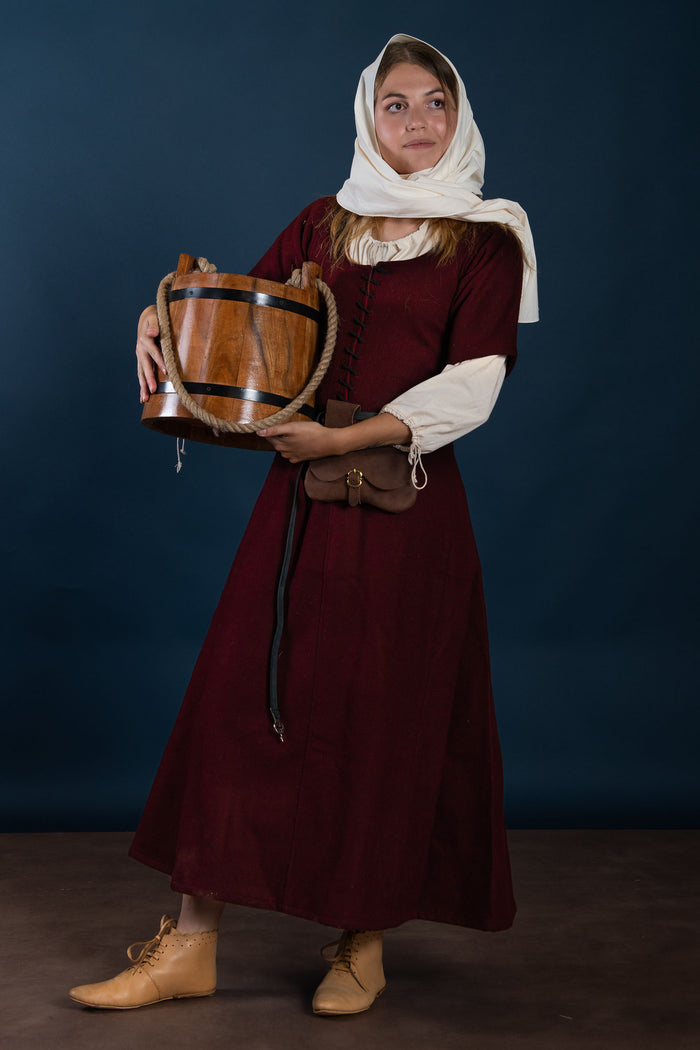 Cottehardie du 15ème siècle, laine, rouge